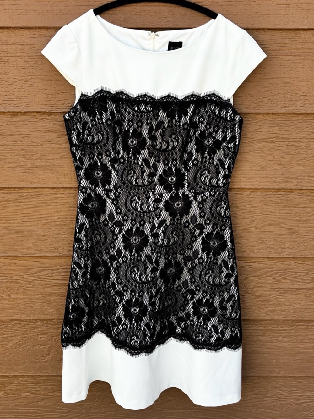 white dress black lace overlay Saks Fifth Avenue | Dresses | Saks Fifth Avenue Stunning With Sz 2 95% Polyester 5% Spandex Summer finale sale Vintage Women's T-shirt - Color:Sky Blue Garden